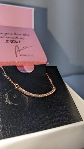Customer photo review of Rose Gold Zircon Arc Necklace