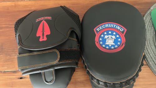 Customer photo review of Custom Name & Logo - Training Focus Punch Mitt Pad For Boxing MMA Muay Thai Krav Maga Taekwondo Training