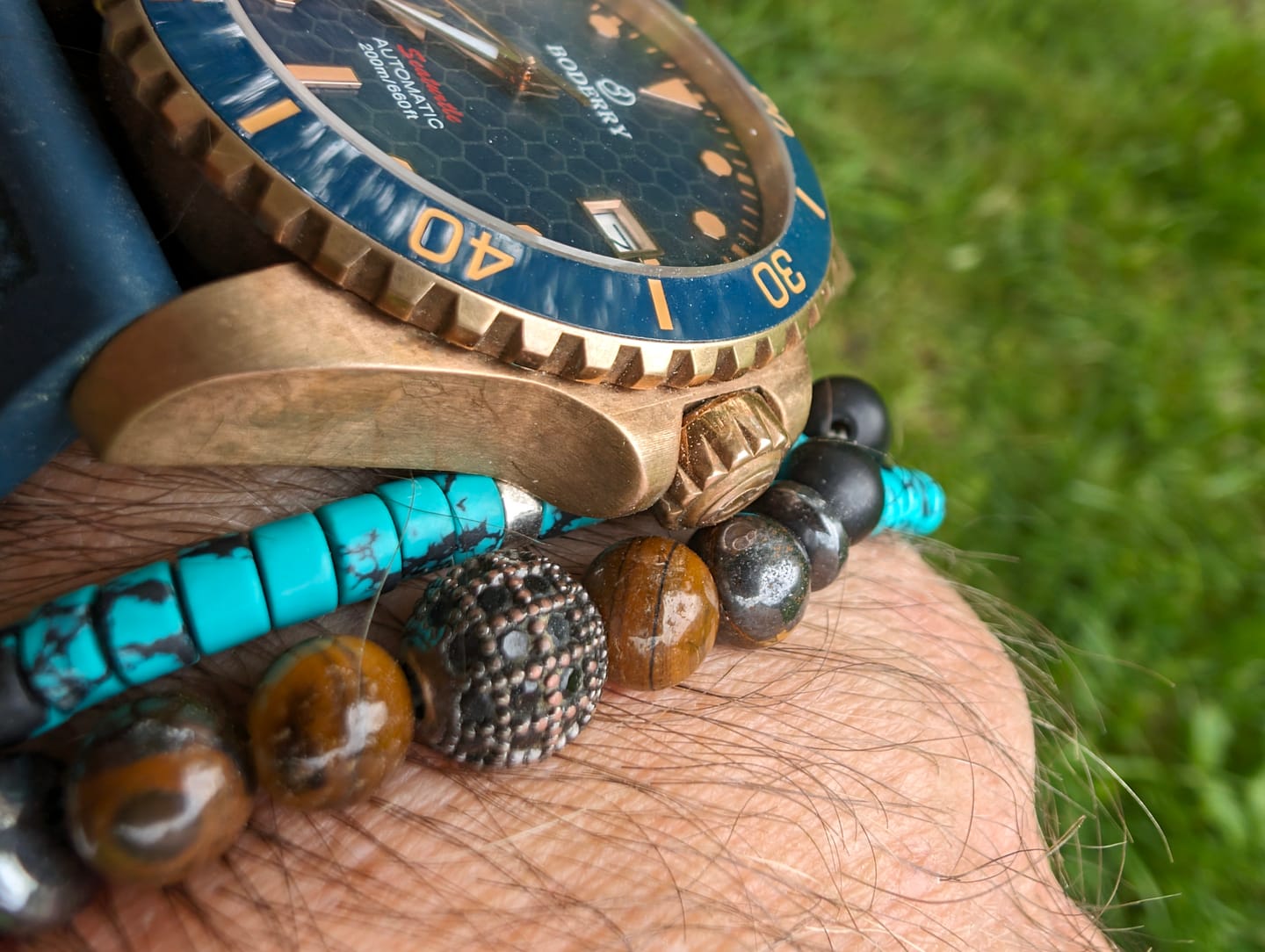Customer photo review of SEATURTLE.OCEAN(BRONZE) - Automatic Bronze Diver Watch | Sea Blue/FKM Rubber