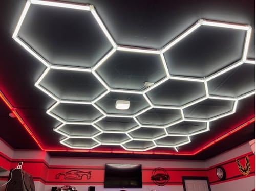 Customer photo review of Hexagon Garage Lights | LED Ceiling Grid