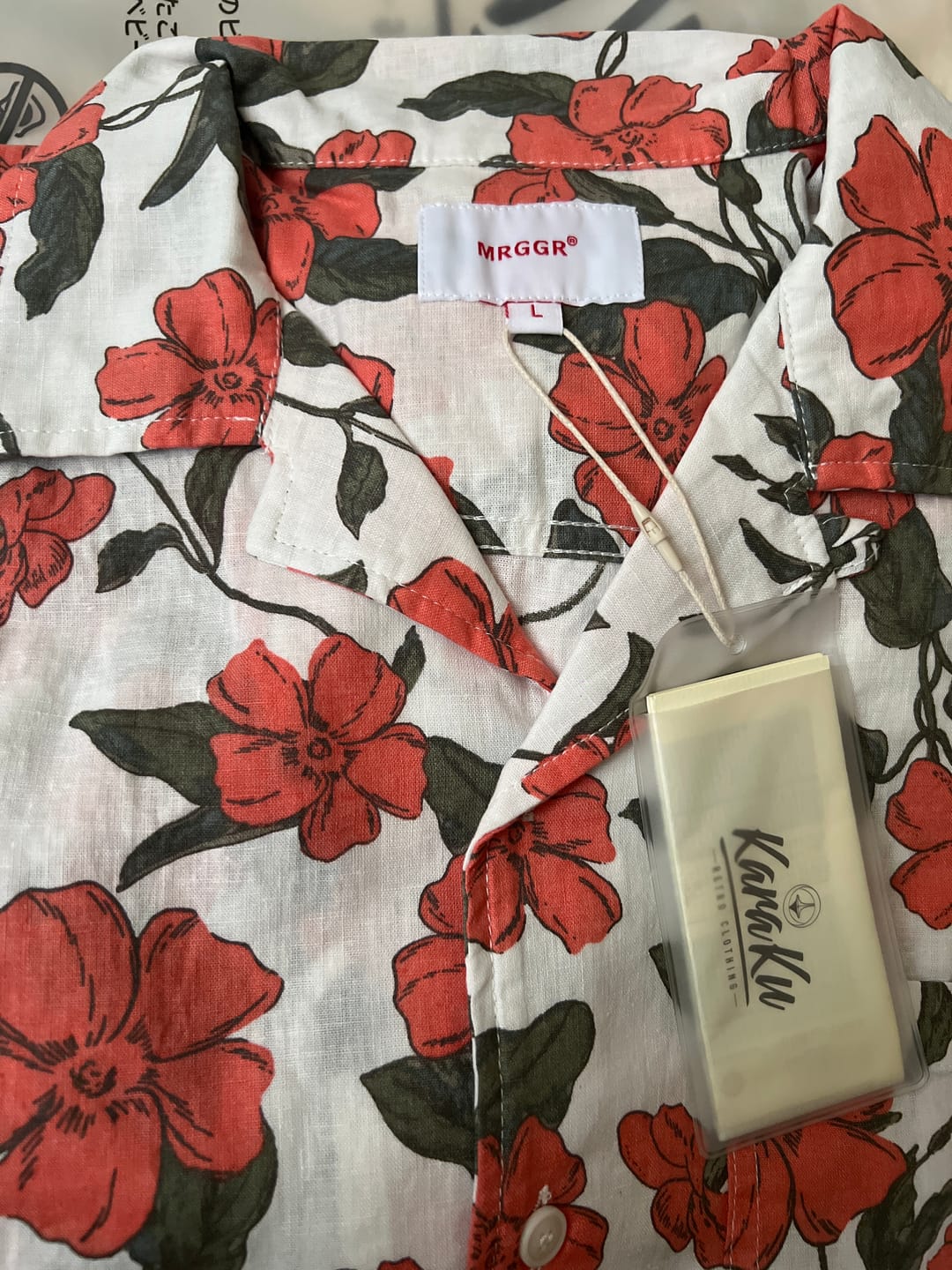 Customer photo review of レッドアサガオ総柄　綿麻キューバシャツ