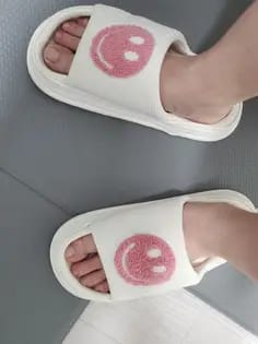 Customer photo review of Happy Face Platform Slides Sandals