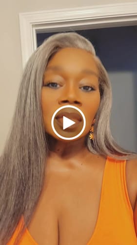 Customer video review of Luvwin 5x5 Closure Kinky Straight Salt & Pepper Middle Parting Glueless Wig