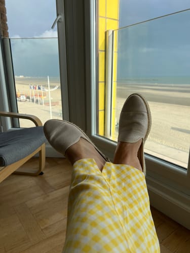 Avis photo d'un client sur Mule femme lurex, beige