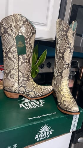 Customer photo review of EXOTIC PYTHON TALL BOOTS | WOMEN EXOTIC BOOTS
