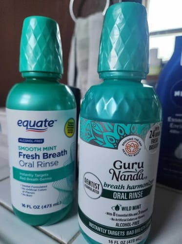 Customer photo review of Oral Rinse Breath Harmonizer Mouthwash, Alcohol & Fluoride Free, with 7 Essentials Oils & Vitamin D, E, K2 - Wild Mint- 16oz
