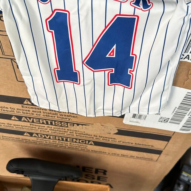 Customer photo review of Custom LIGHT WHITE Pinstripe Mesh Fans Special Edition Authentic Baseball Jersey