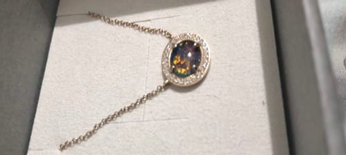 Customer photo review of Opal and Cubic Zirconia Necklace in 9ct Yellow Gold