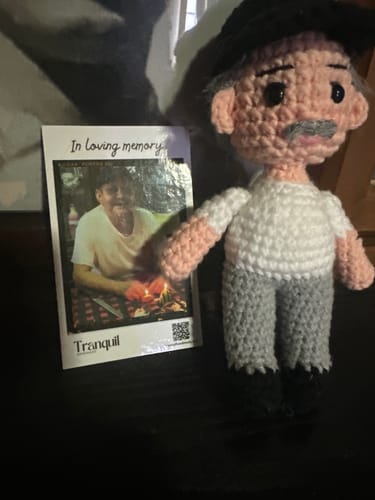 Customer photo review of Tranquil® - Personalized Crochet Doll with Photo Card