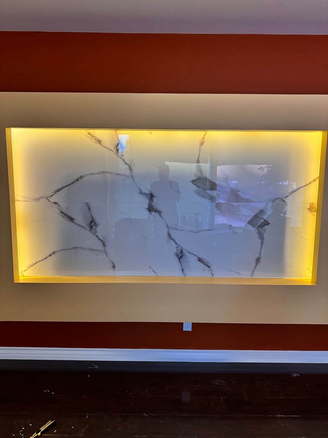 Customer photo review of Emperor Carrara Marble Wall Panel 96" X 48"