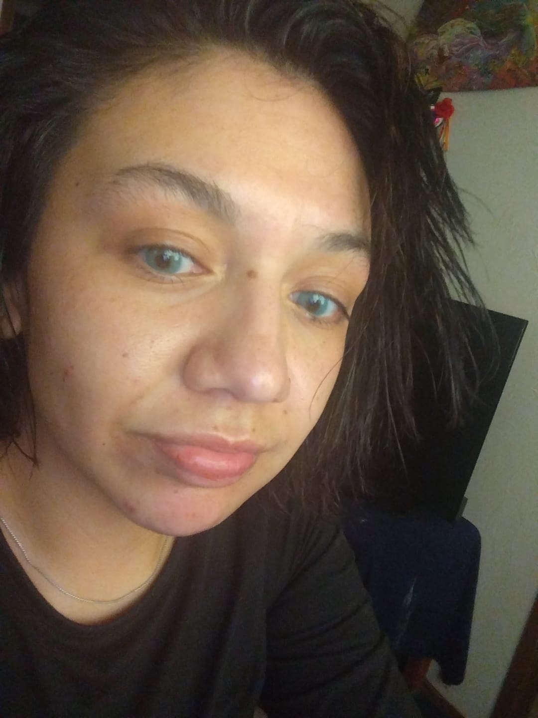 Customer photo review of Cherry OCEAN Blue Prescription Colored Contact Lenses