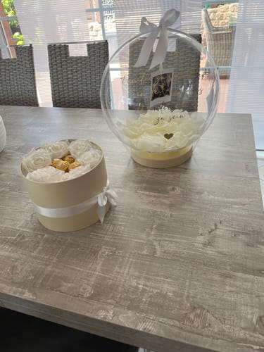 Kundenbewertung mit Foto zu Personalisierte Ballon Rosenbox mit Foto Geschenk zum Muttertag Beige-Weiss