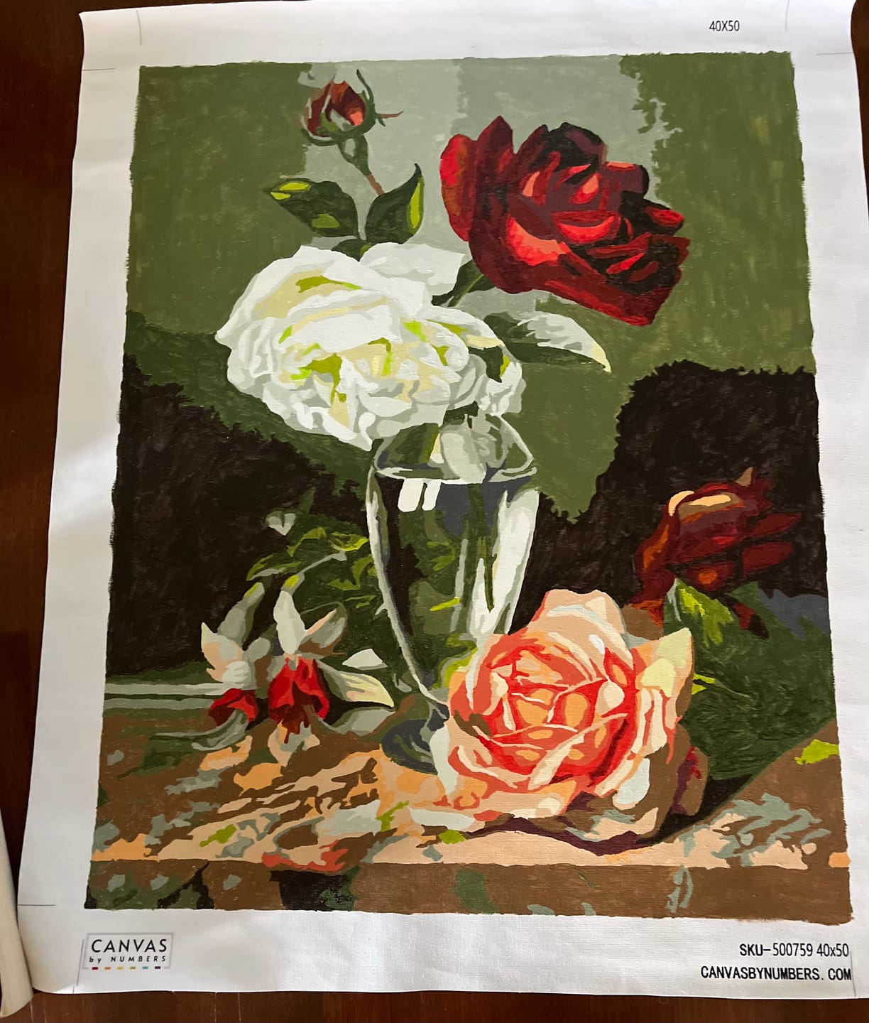 Customer photo review of Roses in a Glass Vase - Romantic Painting with Paint by Numbers