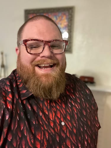 Customer photo review of Red Dragon Scales Dnd Button Up Shirt
