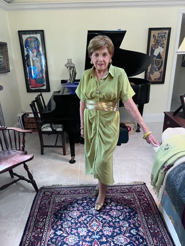 Customer photo review of Elegant Pleated Shirt Neck Dress