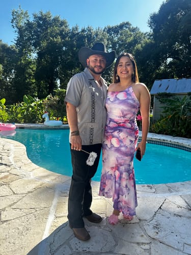 Customer photo review of Deja Mesh Overlay Floral Print One Shoulder Ruched Stretch Maxi Dress