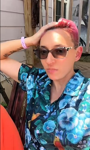 Customer photo review of Episodic Violet Night Button Up Shirt