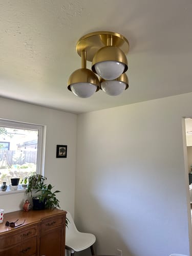 Customer photo review of 3-Light Opal Glass Globe Semi Flush Mount Light