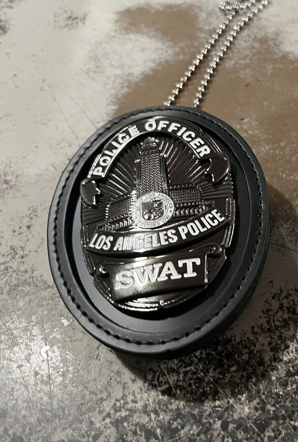Customer photo review of LAPD Los Angeles Police SWAT Badge Solid Copper Replica Movie Props