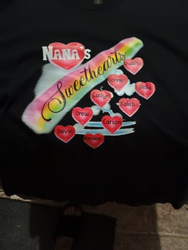 Customer photo review of Personalized Grandma's Sweethearts Rainbow Heart Pure Cotton T-Shirt