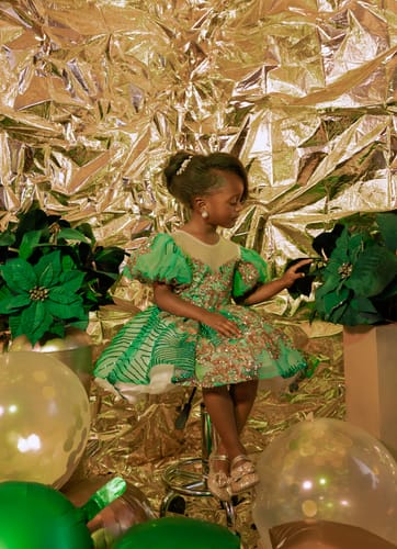 Customer photo review of Girls Christmas Dress Party Easter Dress Green Sequin Birthday Princess Dress