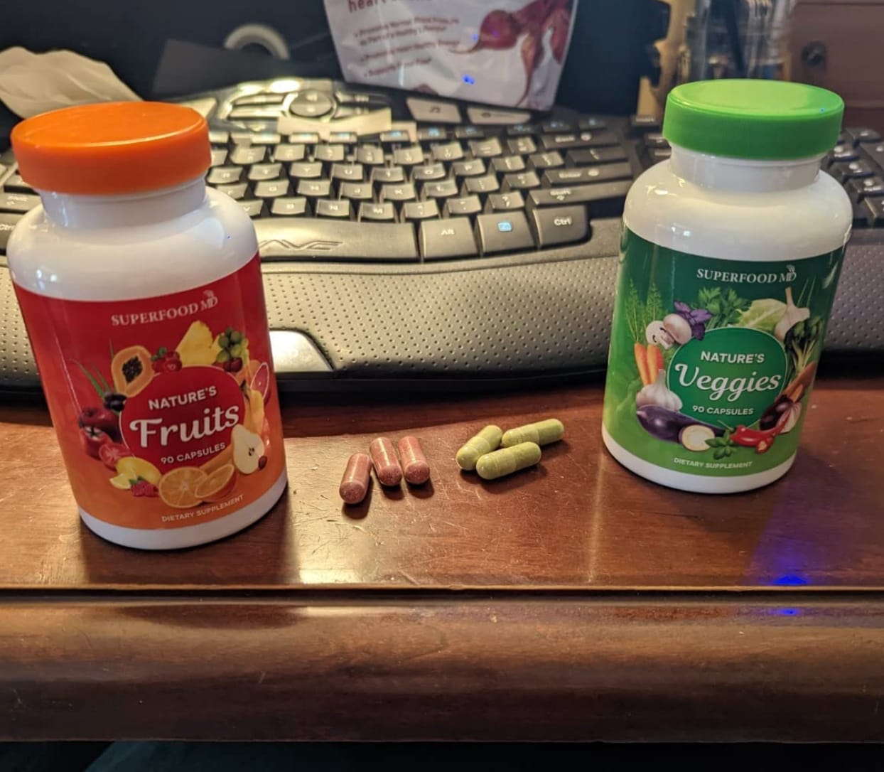 Customer photo review of Superfood MD Fruits and Veggies Supplement - 90 Fruit and 90 Veggie Capsules - Supports Energy Balance, High Lycopene, Vitamins & Minerals -Made in The USA - 90 Count