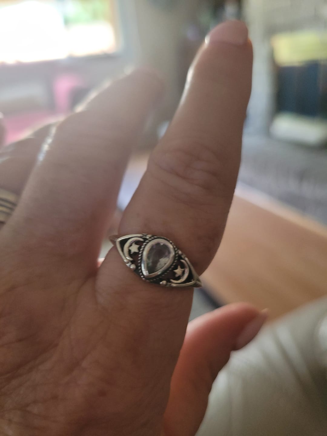 Customer photo review of Aquamarine Stars Moon Ring Sterling Silver