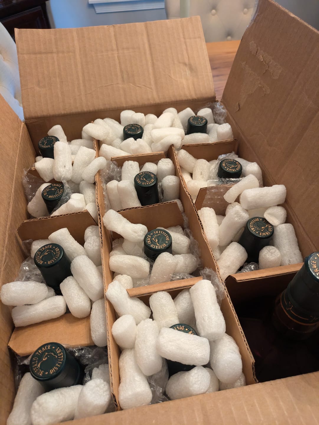 Customer photo review of Buffalo Trace Bourbon Whiskey Case Bundle (12 Bottles) (750ml)