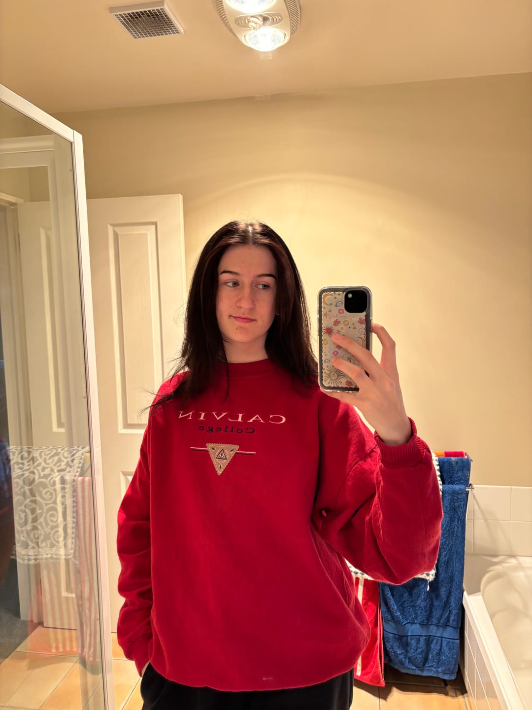 Customer photo review of 90's Calvin College USA Made Embroidered Vintage Sweatshirt Size M