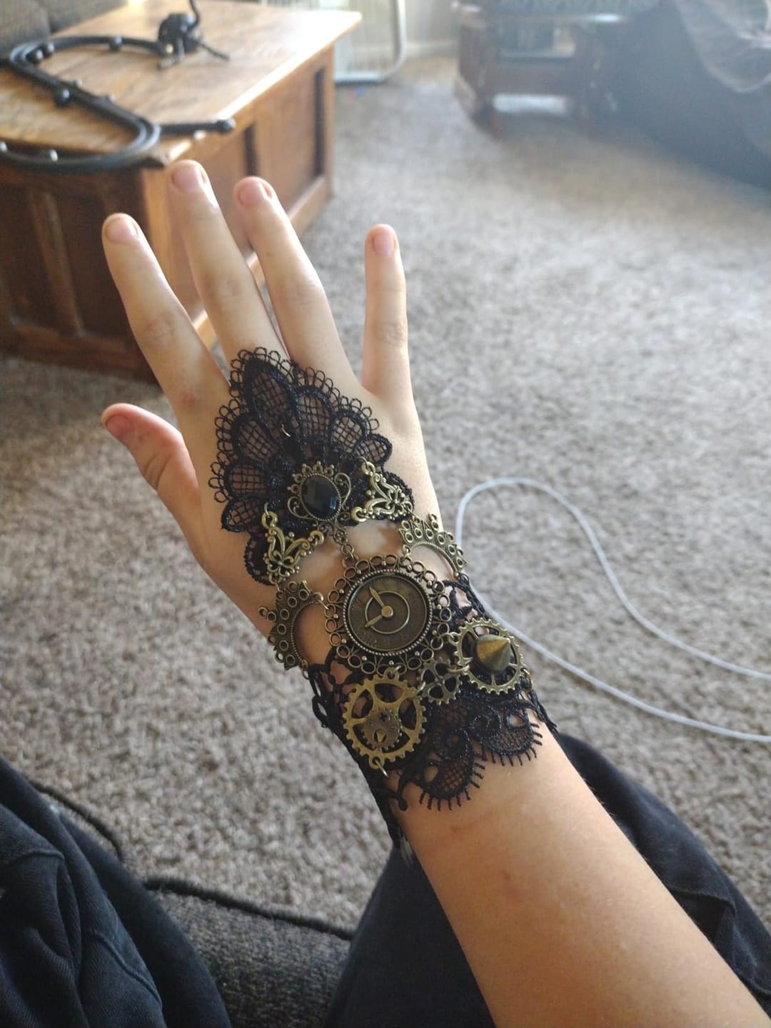 Customer photo review of Gothic Steampunk back hand glove