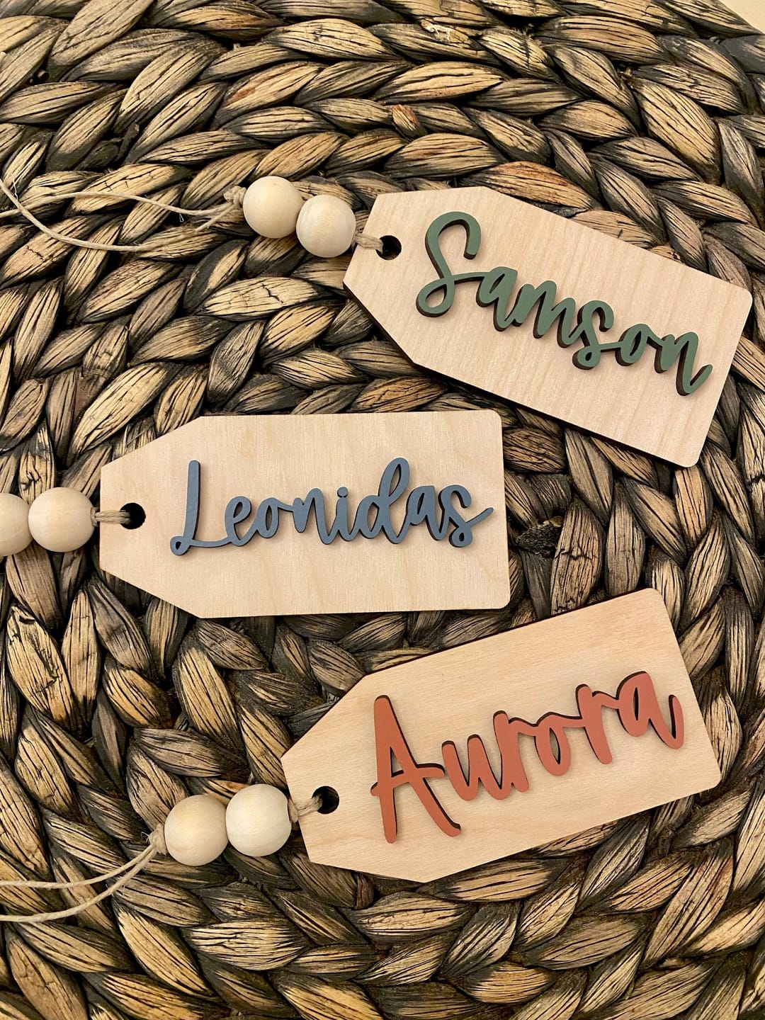 Customer photo review of Beaded Wooden Name Tag