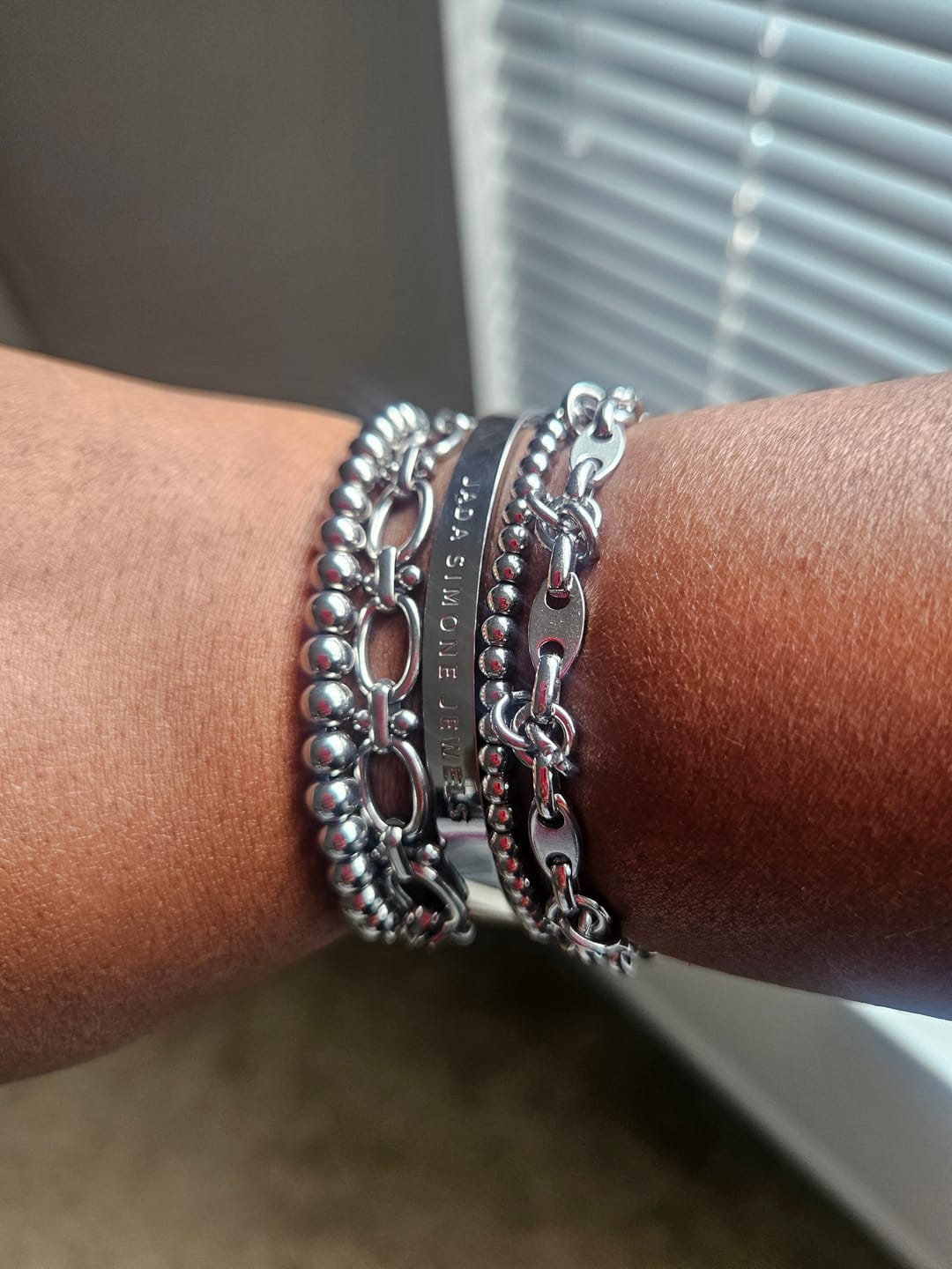 Customer photo review of Chrisette Stainless Steel Bracelet Stack