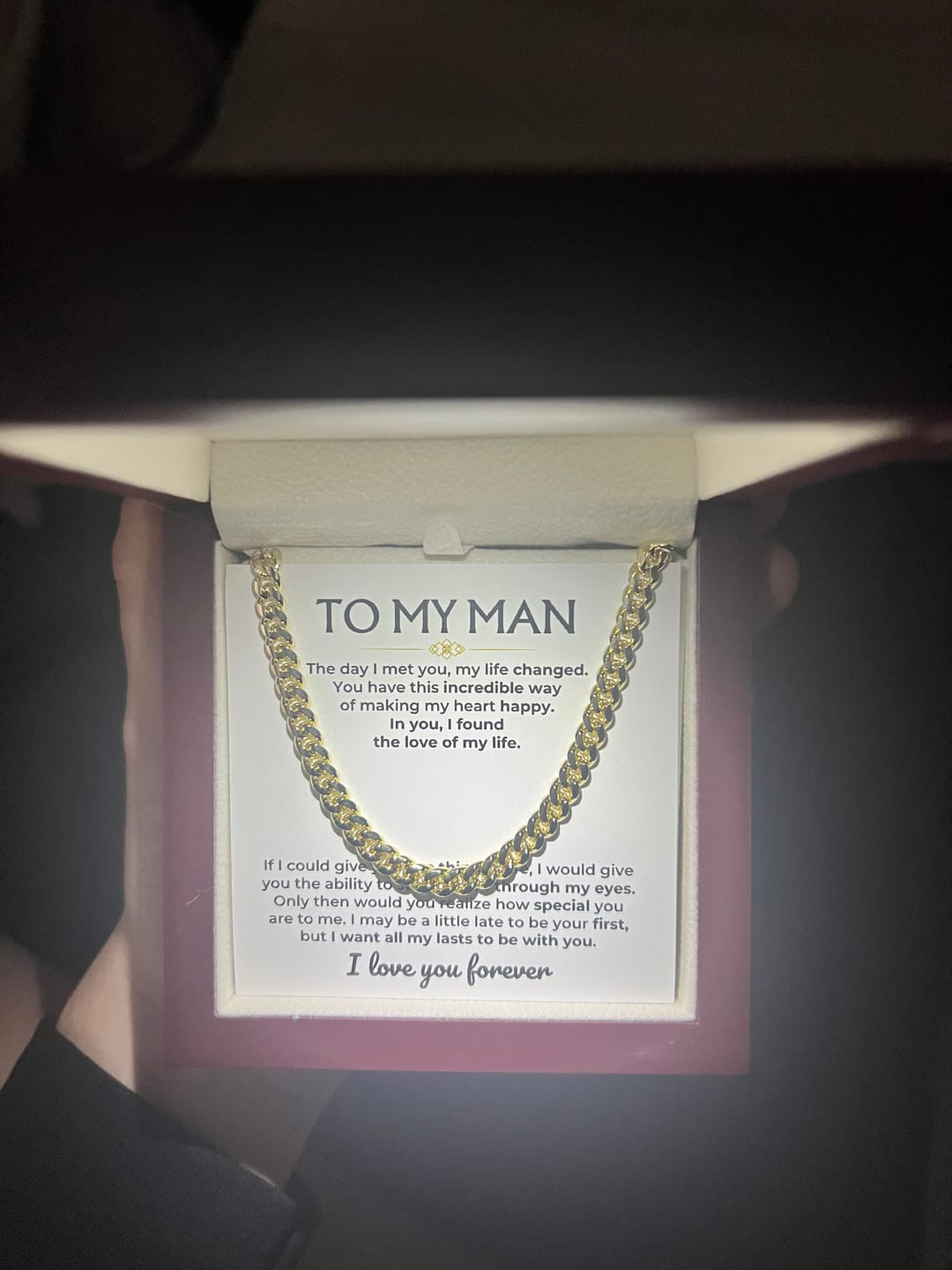 Customer photo review of To My Man - Cuban Link Chain Gift Set - SS593