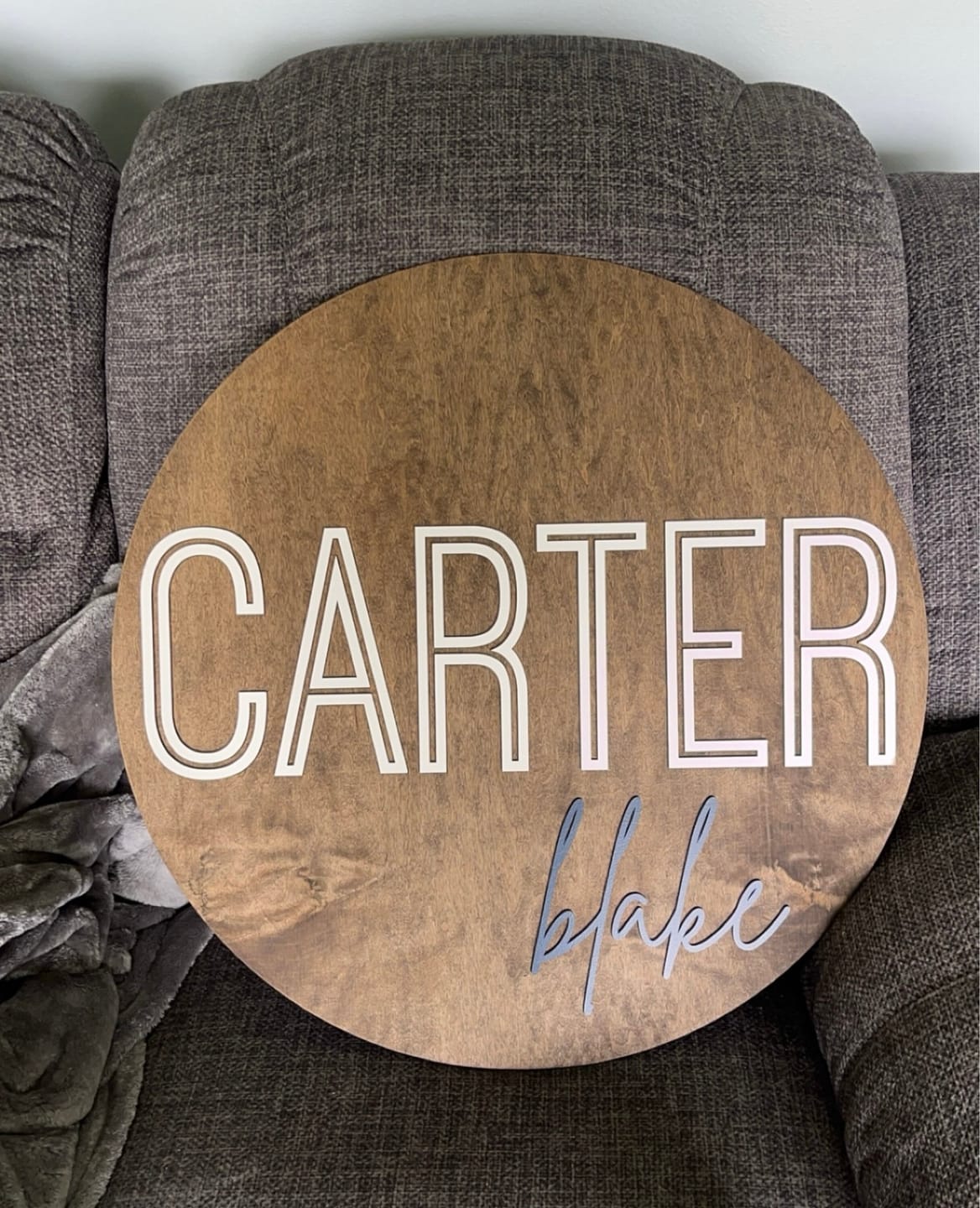 Customer photo review of Round Nursery Name Sign