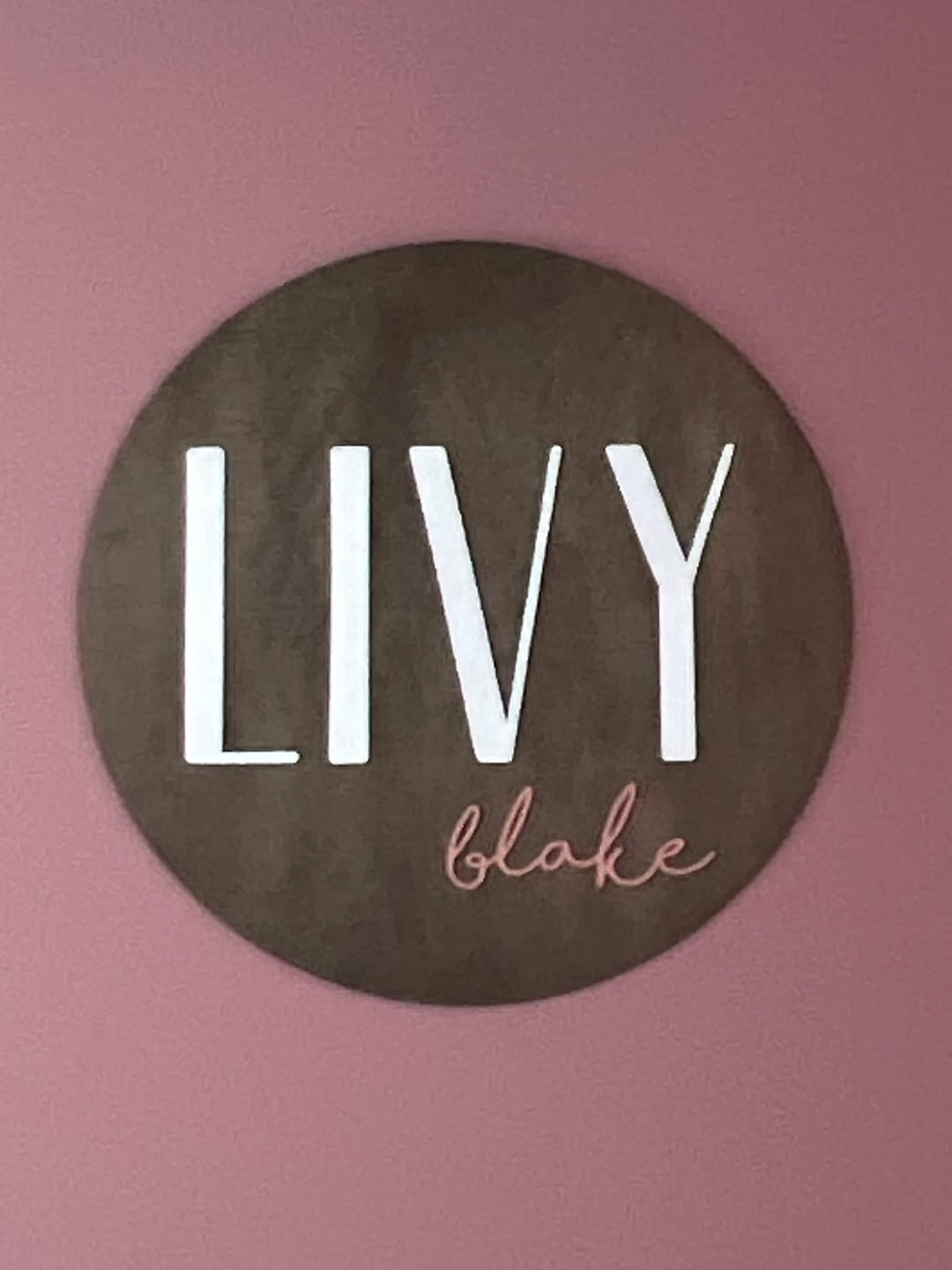 Customer photo review of Round Nursery Name Sign