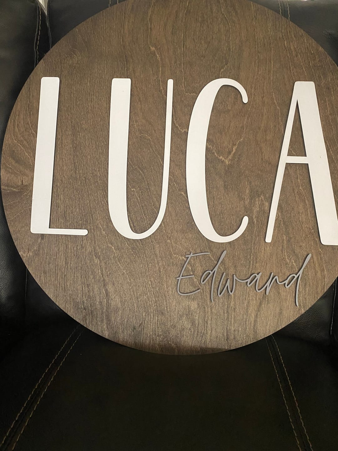 Customer photo review of Round Nursery Name Sign