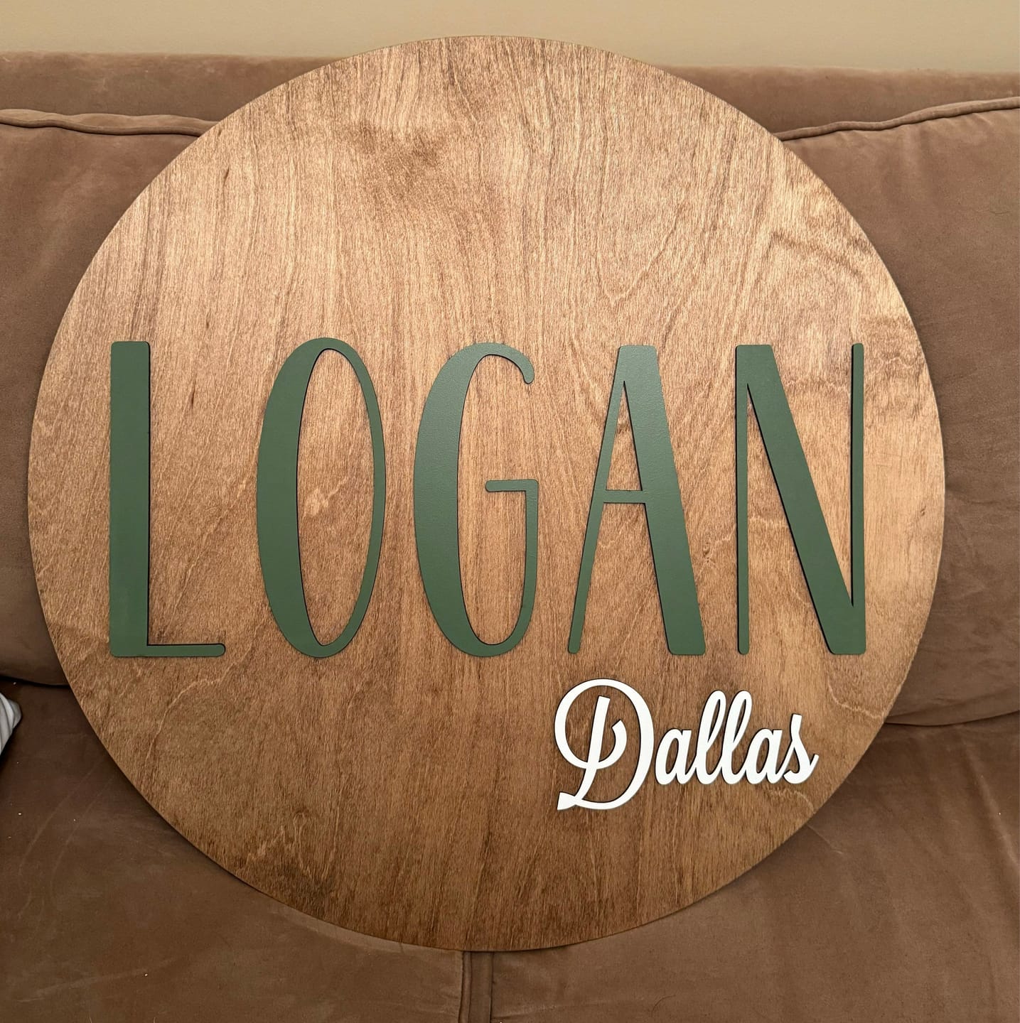 Customer photo review of Round Nursery Name Sign