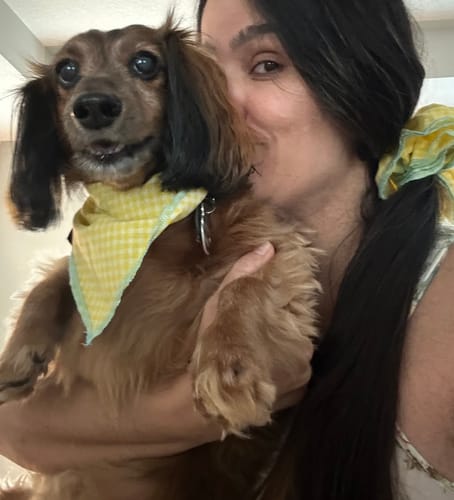 Customer photo review of Gingham Bandana and Scrunchie Set