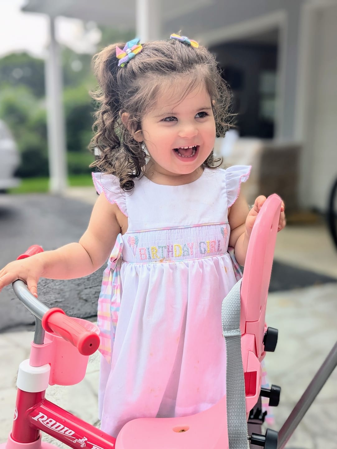 Customer photo review of Birthday Girl Smocked White Beverly Dress