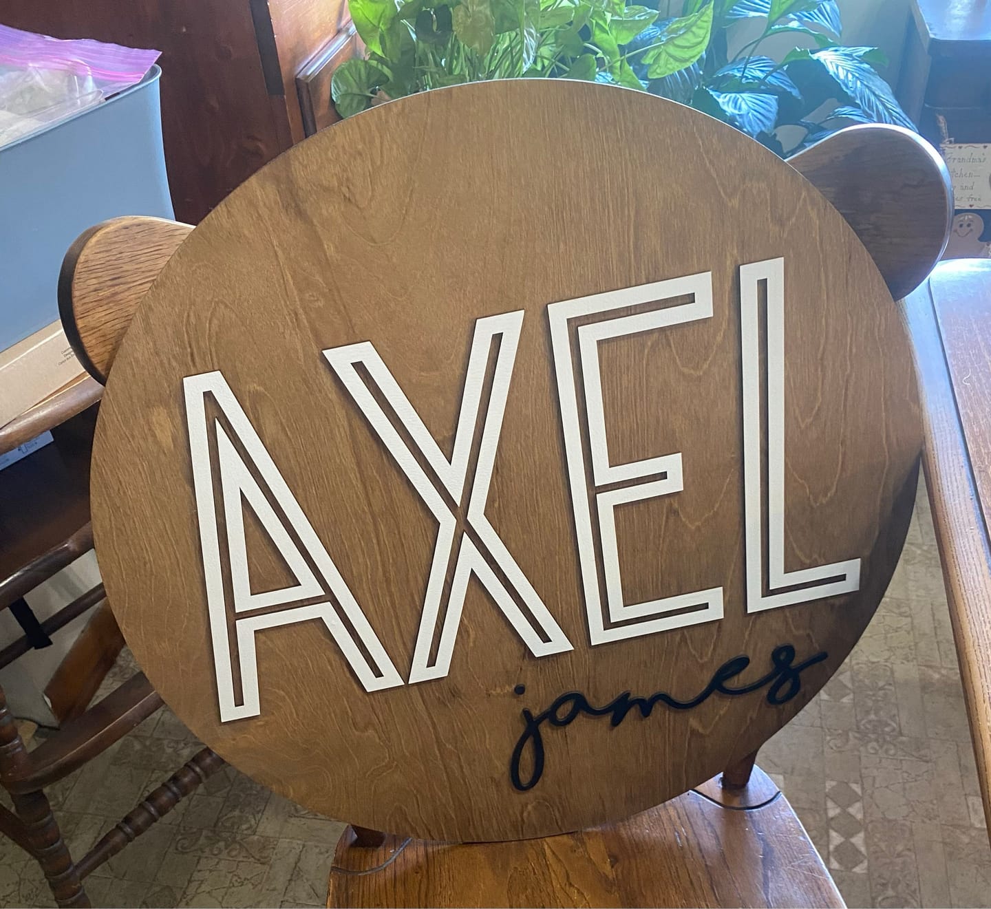 Customer photo review of Round Nursery Name Sign