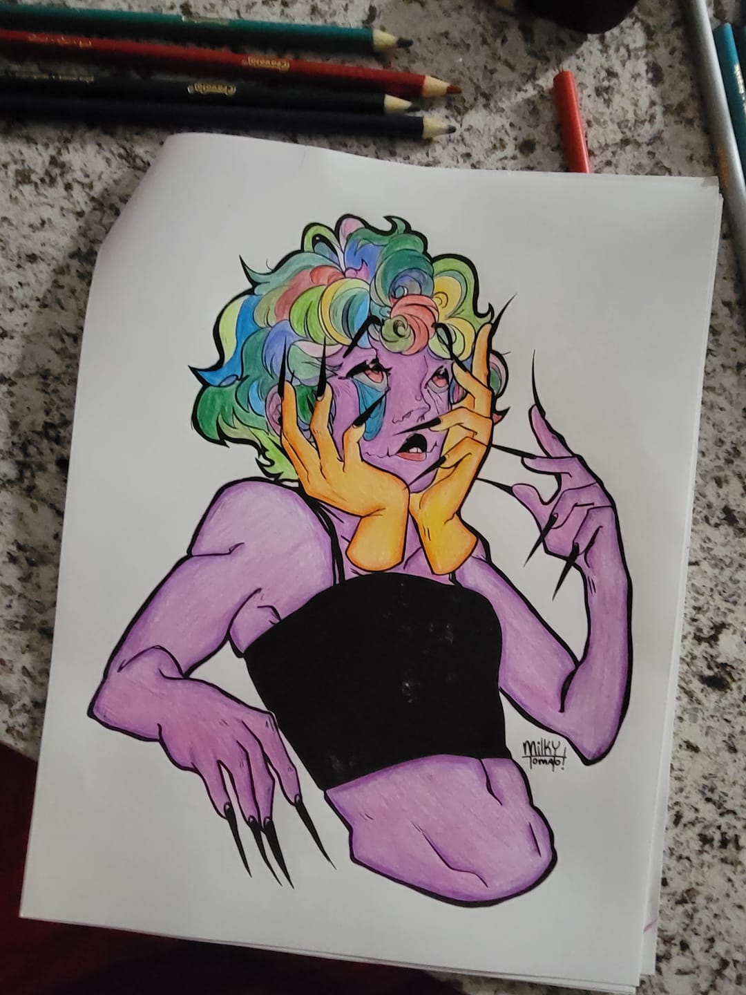 Customer photo review of Droopy Eye Girl Coloring Page PDF