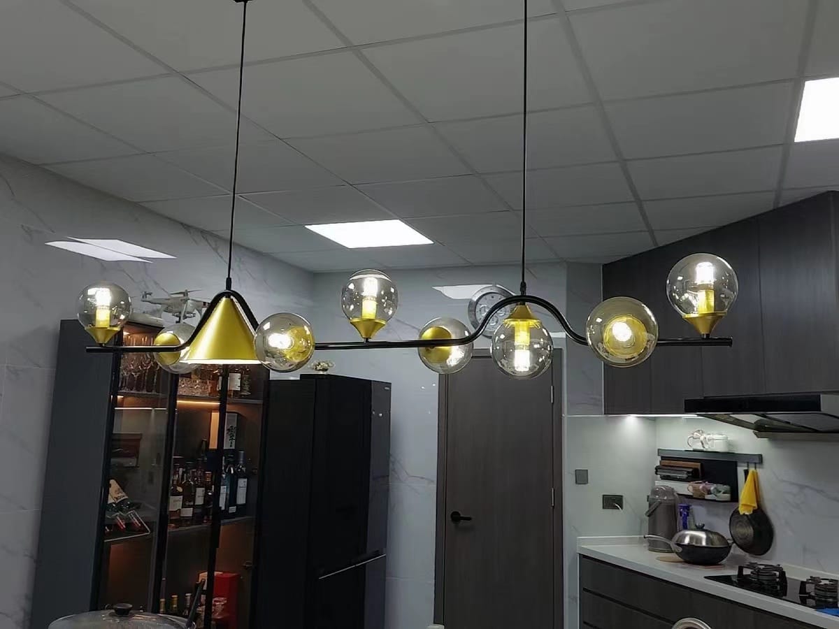 Customer photo review of WOMO Linear Glass Globe Chandelier-WM2257