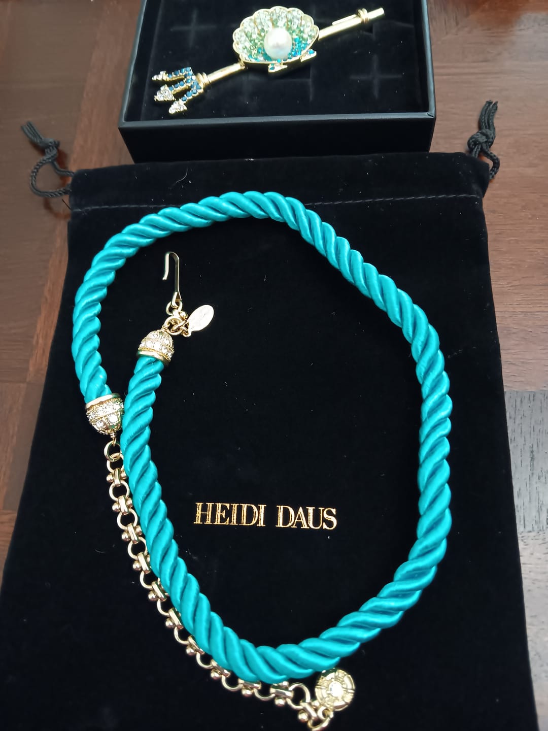 Customer photo review of Heidi Daus®"Elegant Essentials" Pin Enhancer Cord Necklace