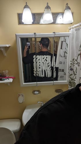 Customer photo review of [PRE-ORDER - SHIPS JUNE 24TH] Jesus Saved My Life PUFF PRINT - Black