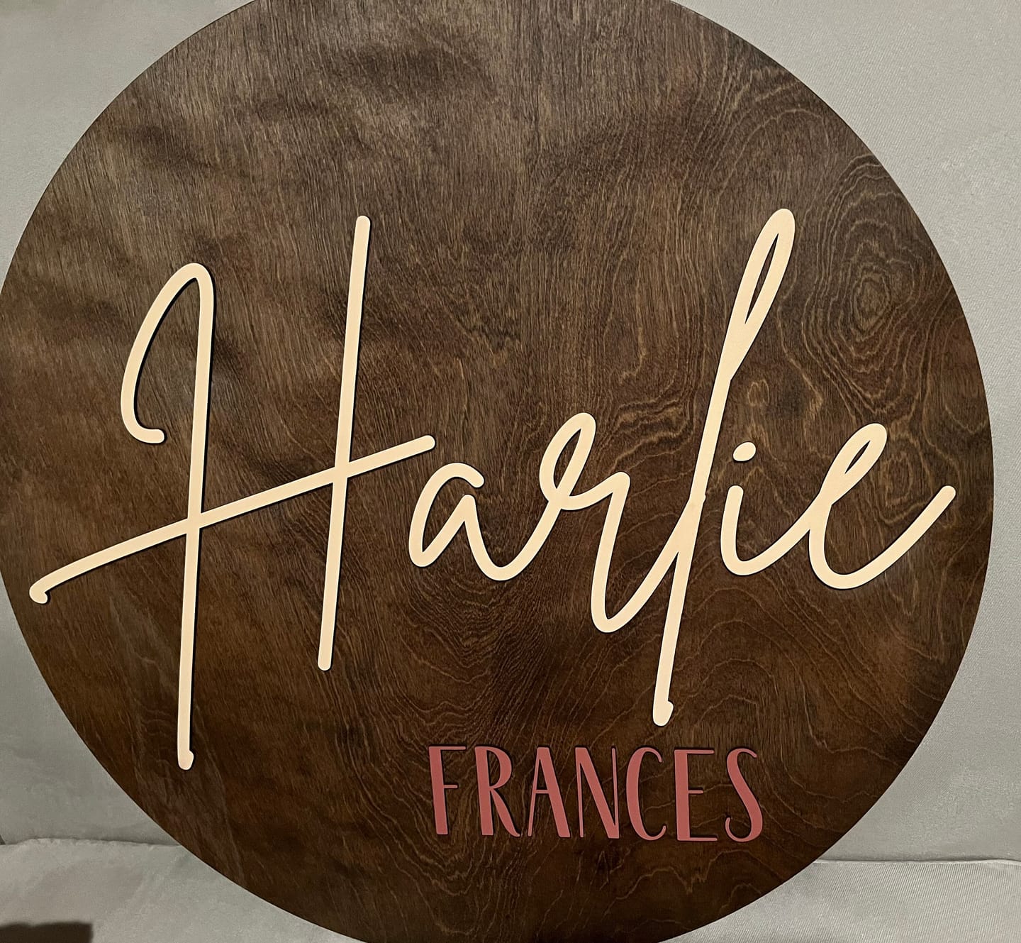 Customer photo review of Round Nursery Name Sign