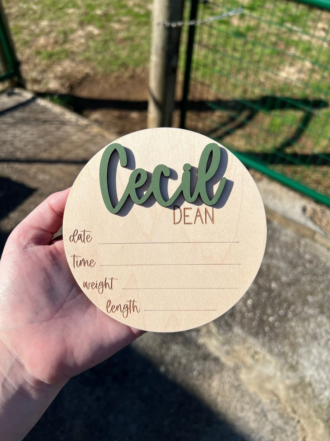 Customer photo review of Baby Name Announcement Sign with Stats