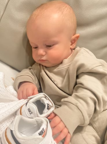 Customer photo review of Kids Two-Tone Denim Overalls