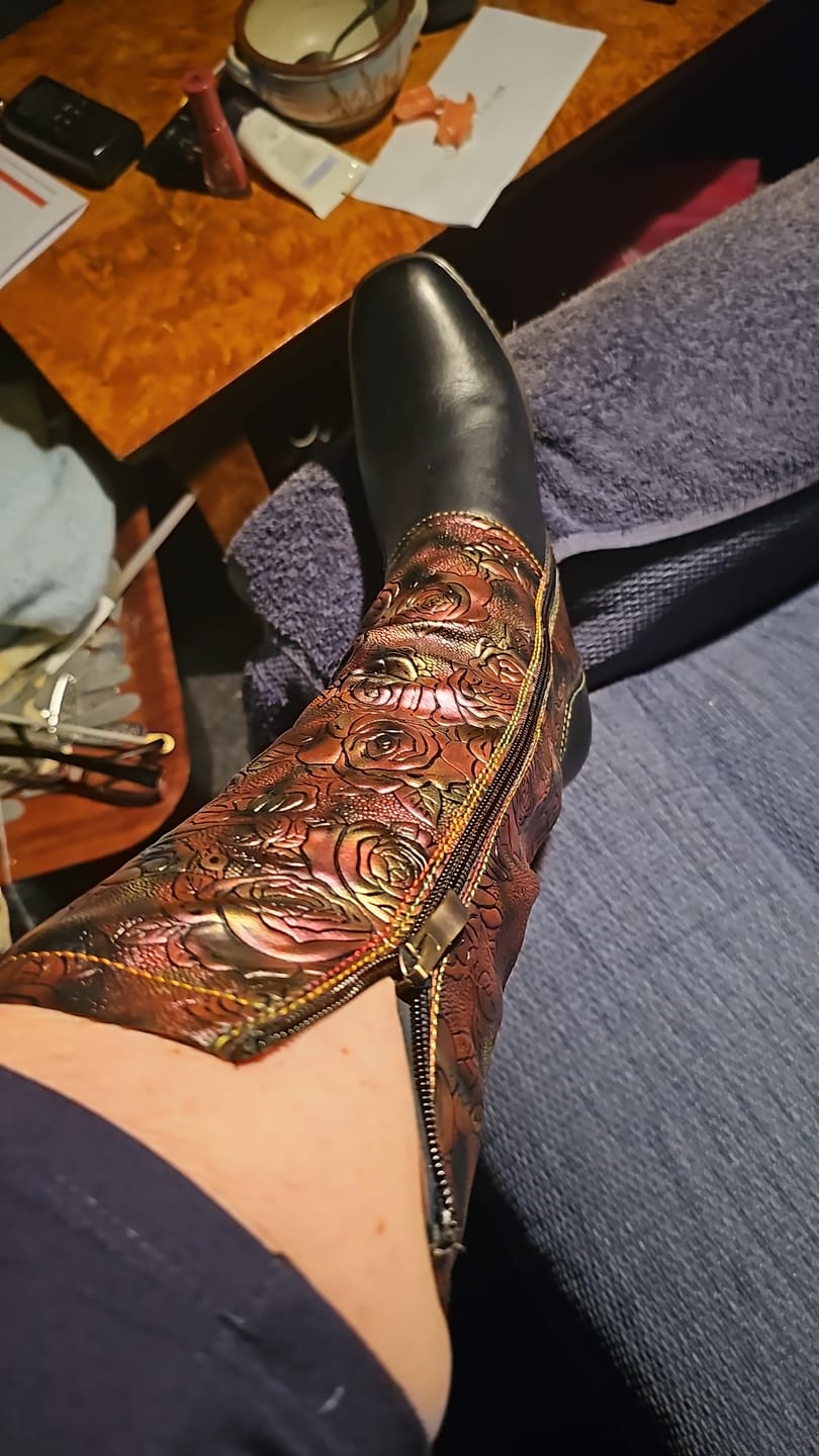 Customer photo review of Retro Printed Hand-made Boots