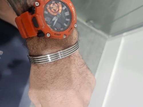 Customer photo review of Ridged Sterling Silver Bracelet for Men