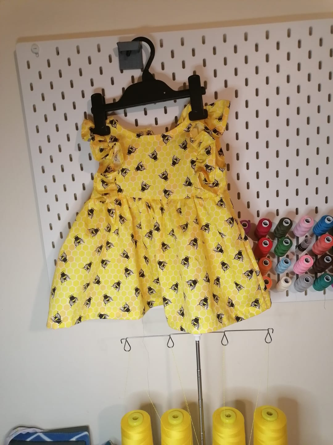 Customer photo review of Bees on Honeycomb Rose & Hubble Cotton Poplin Fabric